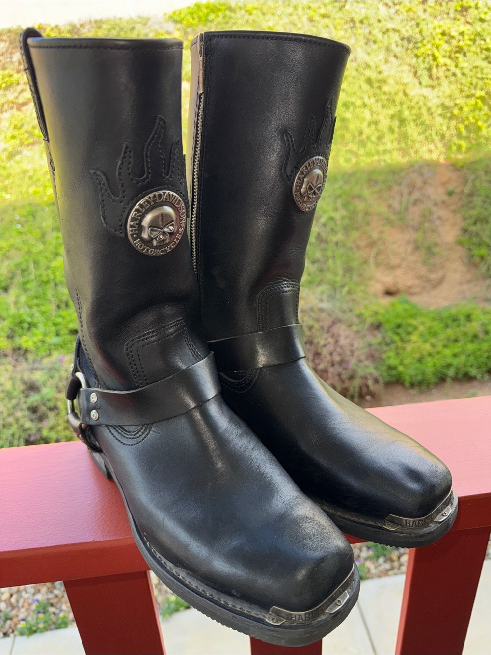 Harley-Davidson Delinquent Willie G Skull Flames Motorcycle Boots ~ US 11 EUR 44